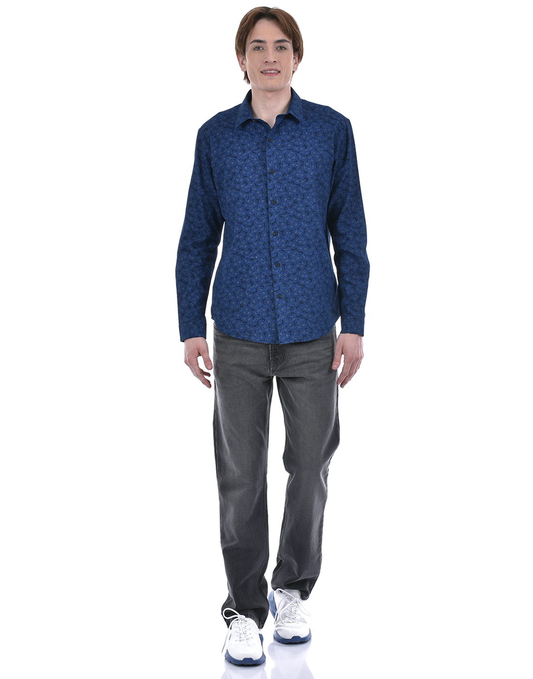 Numero Uno Men Floral Print Blue Shirt